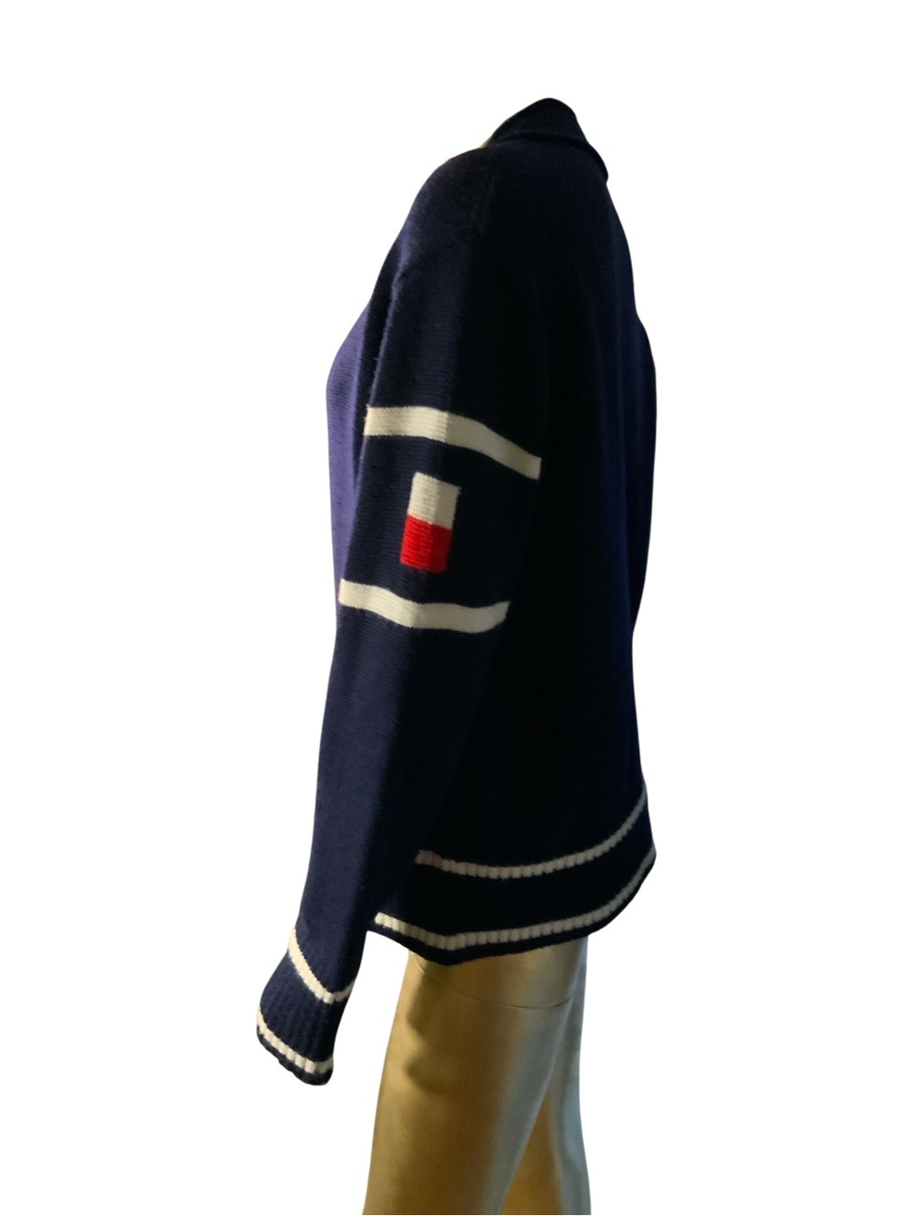 Vintage Battlestein’s Made in Italy Navy Blue Varsity Cardigan Sweater - Picture 2 of 2